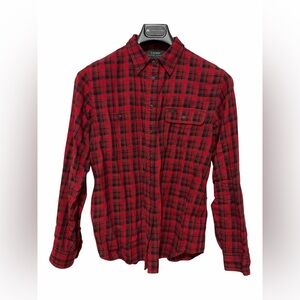 Vintage Ralph Lauren Red Plaid Flannel Button-Up Shirt – Great Condition
